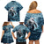 Hawaiian Shark God Kamohoalii Family Matching Off Shoulder Short Dress and Hawaiian Shirt Polynesian Style LT05 - Polynesian Pride