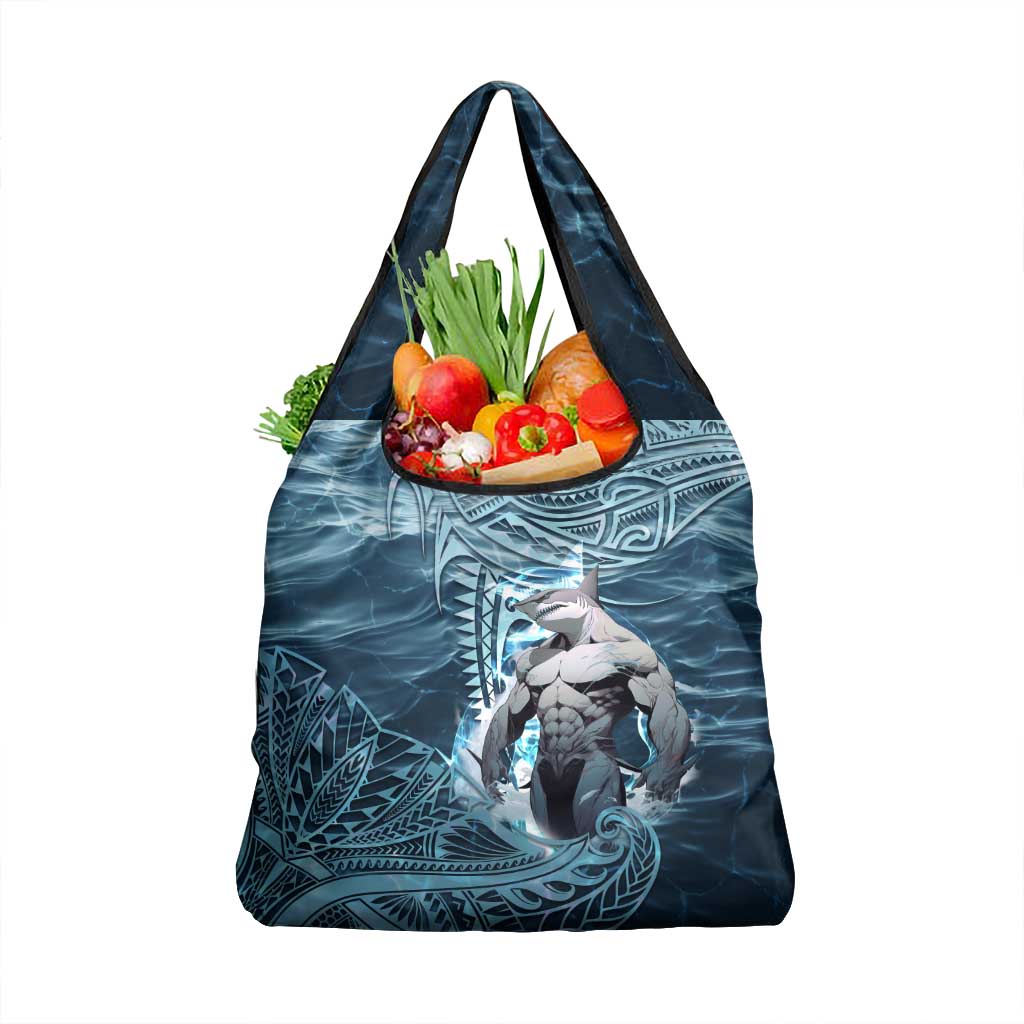 Hawaiian Shark God Kamohoalii Grocery Bag Polynesian Style LT05 1-pack One Size Blue - Polynesian Pride