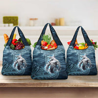 Hawaiian Shark God Kamohoalii Grocery Bag Polynesian Style LT05 3-pack One Size Blue - Polynesian Pride