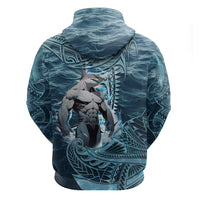 Hawaiian Shark God Kamohoalii Zip Hoodie Polynesian Style LT05 - Polynesian Pride