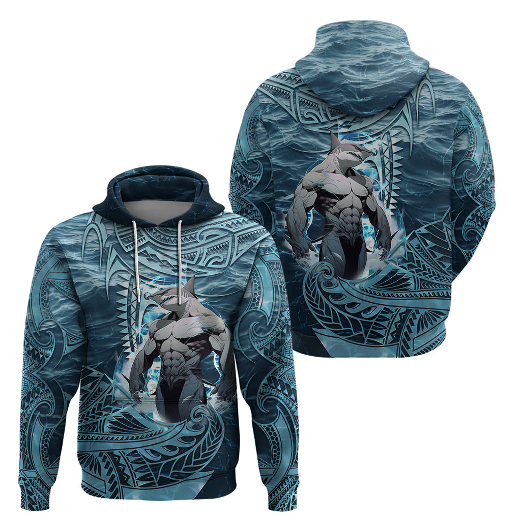 Hawaiian Shark God Kamohoalii Zip Hoodie Polynesian Style LT05 - Polynesian Pride