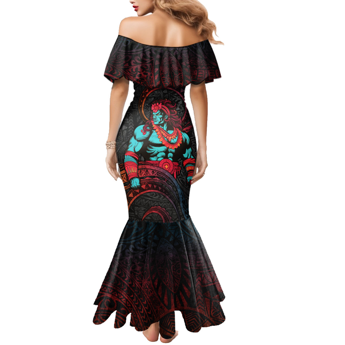 Hawaiian Demigod Maui Family Matching Mermaid Dress and Hawaiian Shirt Polynesian Mythology LT05 - Polynesian Pride