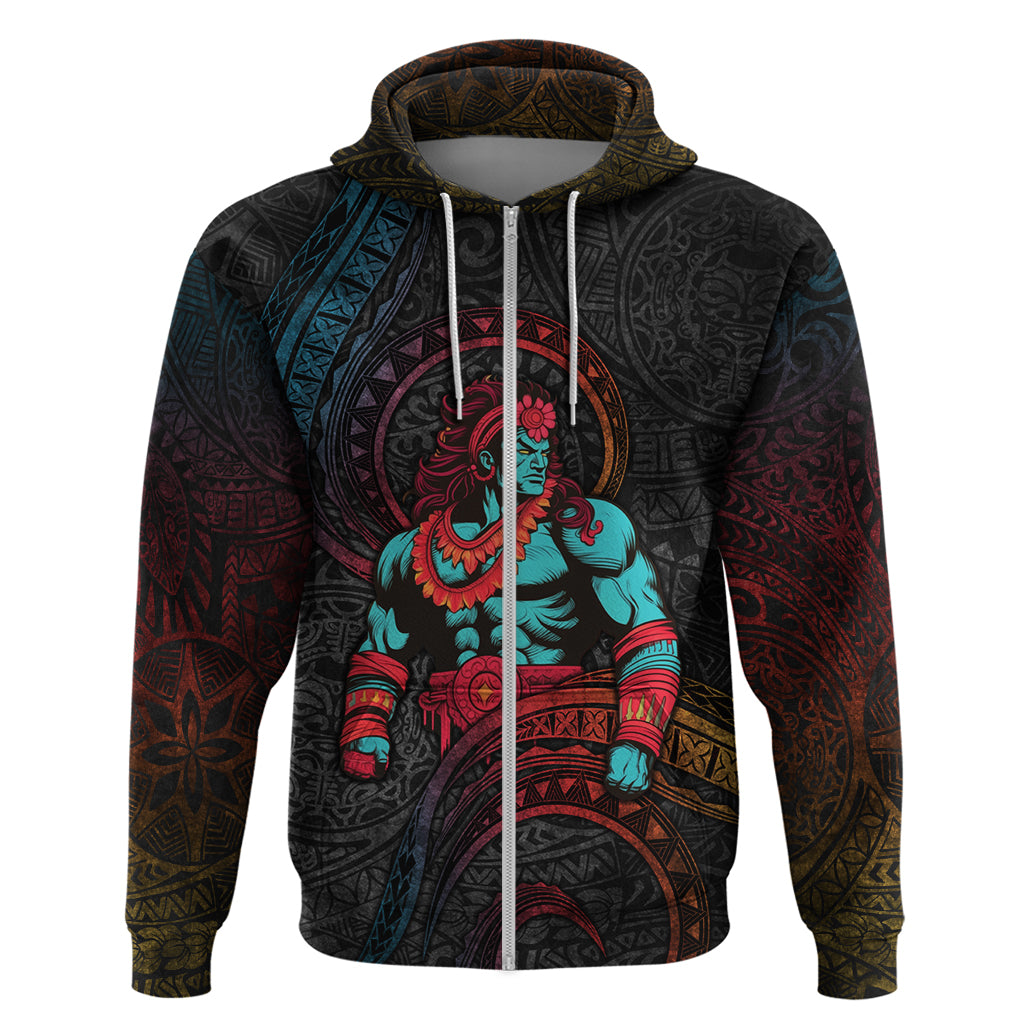 Hawaiian Demigod Maui Zip Hoodie Polynesian Mythology LT05 Zip Hoodie Black - Polynesian Pride