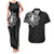 Philippines Tribal Couples Matching Tank Maxi Dress and Hawaiian Shirt King Lapu Lapu Black Version