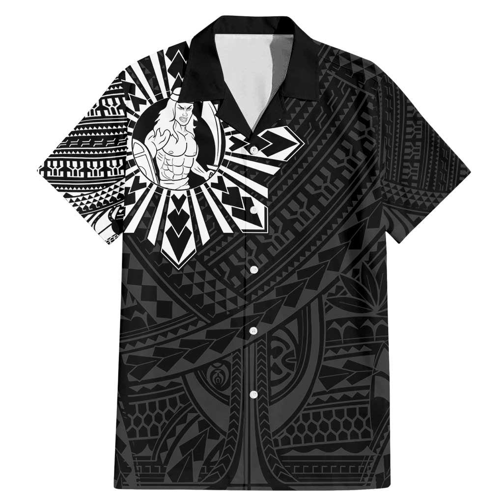 Philippines Tribal Family Matching Mermaid Dress and Hawaiian Shirt King Lapu Lapu Black Version