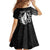 Philippines Tribal Family Matching Off Shoulder Short Dress and Hawaiian Shirt King Lapu Lapu Black Version
