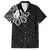 Philippines Tribal Family Matching Off Shoulder Short Dress and Hawaiian Shirt King Lapu Lapu Black Version