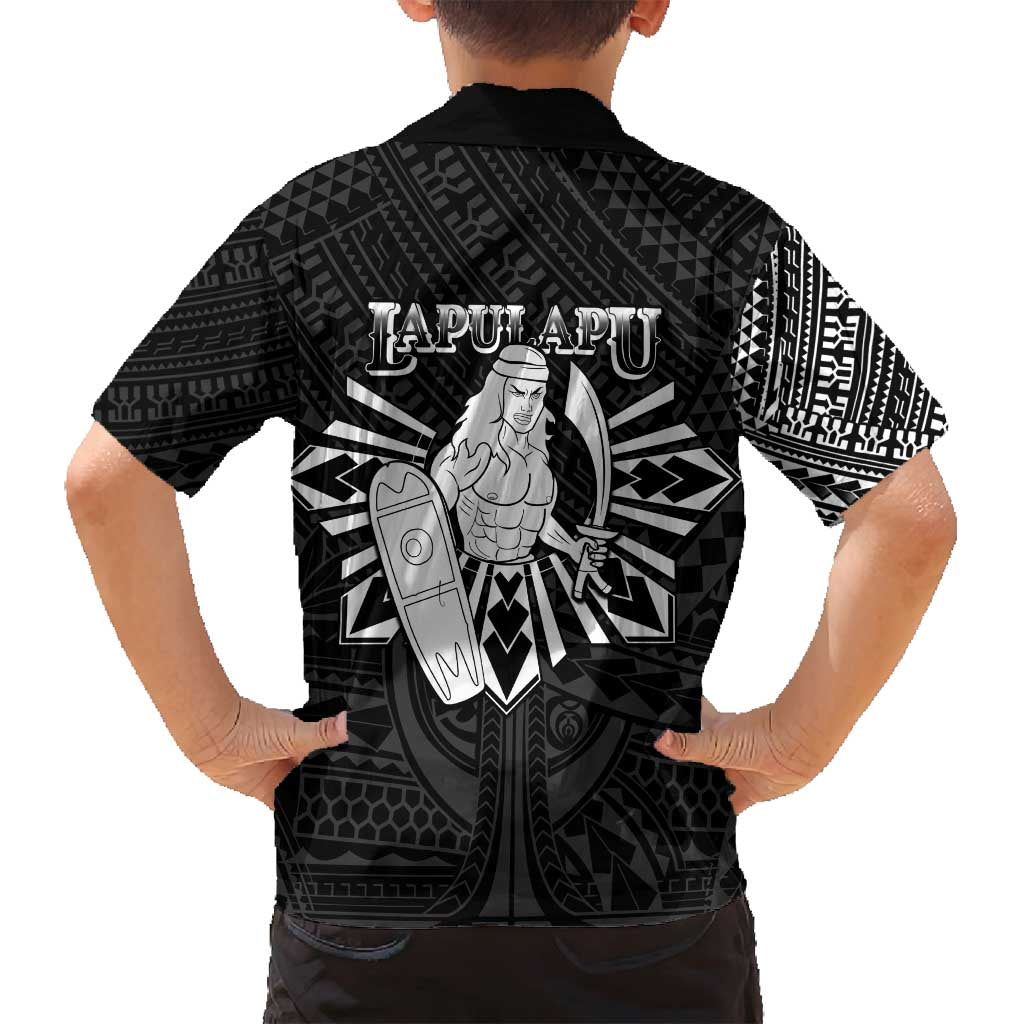 Philippines Tribal Family Matching Summer Maxi Dress and Hawaiian Shirt King Lapu Lapu Black Version
