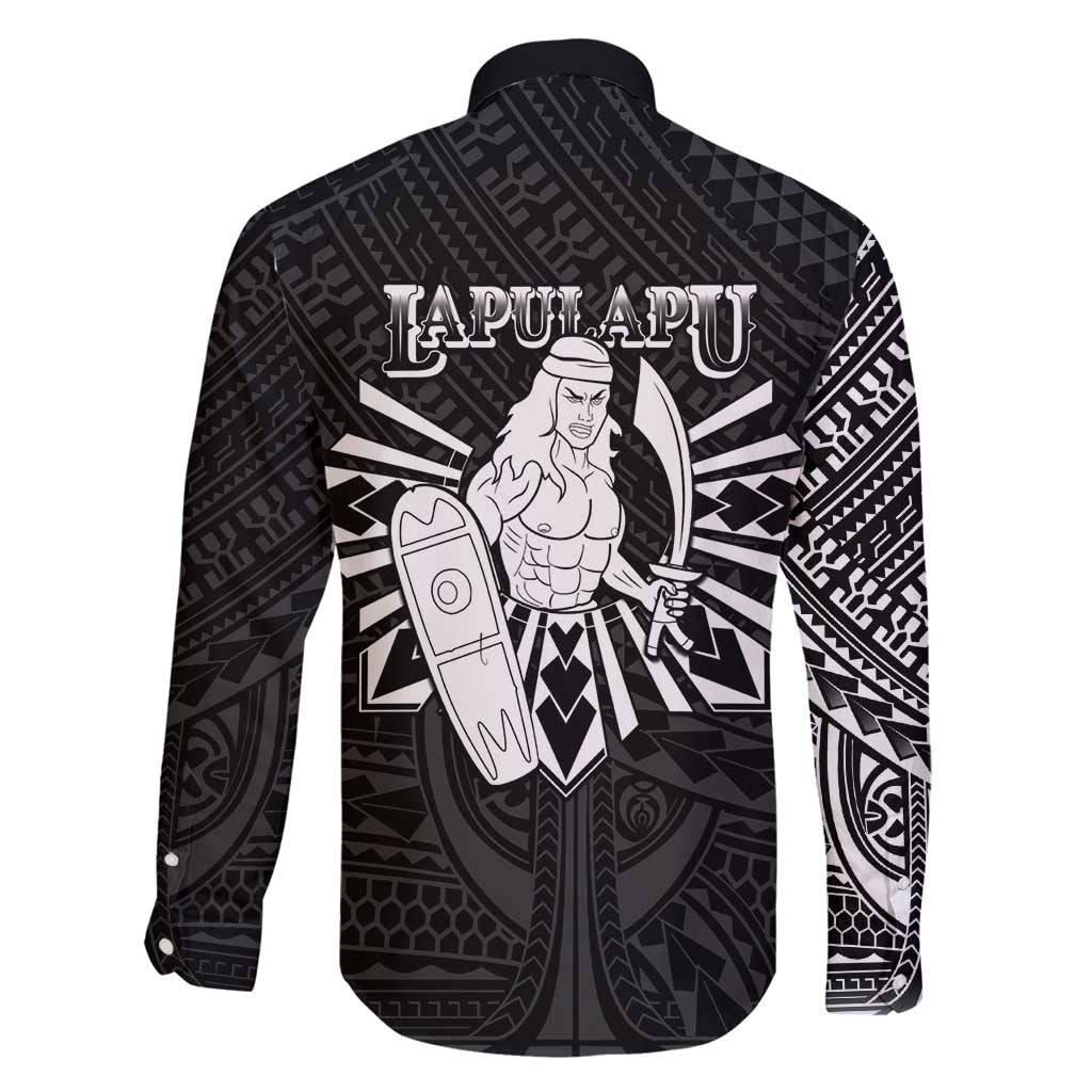 Philippines Tribal Family Matching Summer Maxi Dress and Hawaiian Shirt King Lapu Lapu Black Version