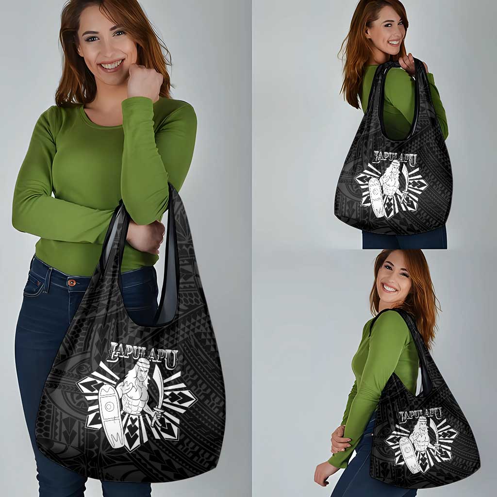 Philippines Tribal Grocery Bag King Lapu Lapu Black Version
