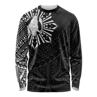 Philippines Tribal Long Sleeve Shirt King Lapu Lapu Black Version