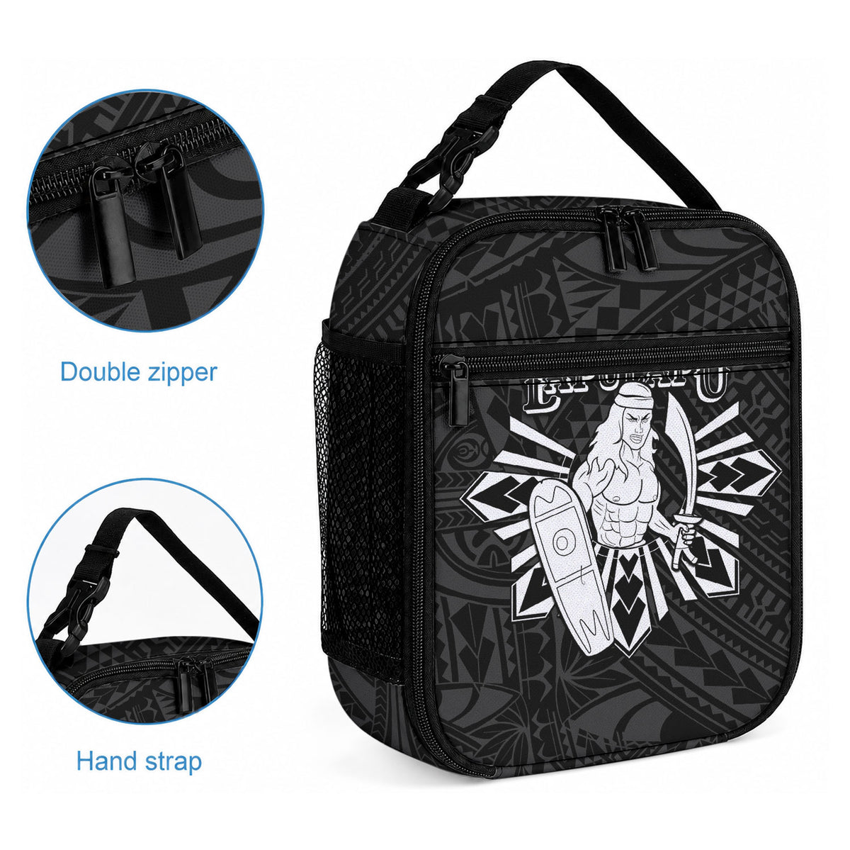 Philippines Tribal Lunch Bag King Lapu Lapu Black Version