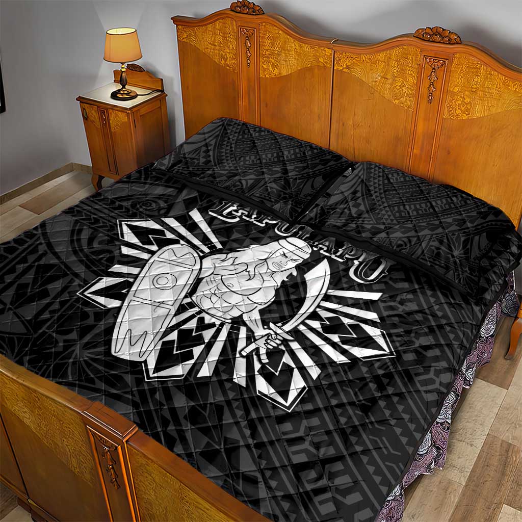 Philippines Tribal Quilt Bed Set King Lapu Lapu Black Version