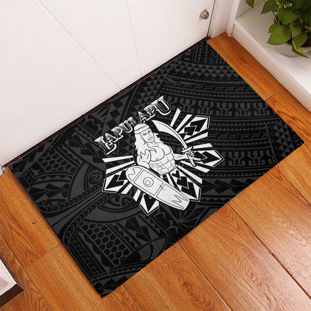 Philippines Tribal Rubber Doormat King Lapu Lapu Black Version
