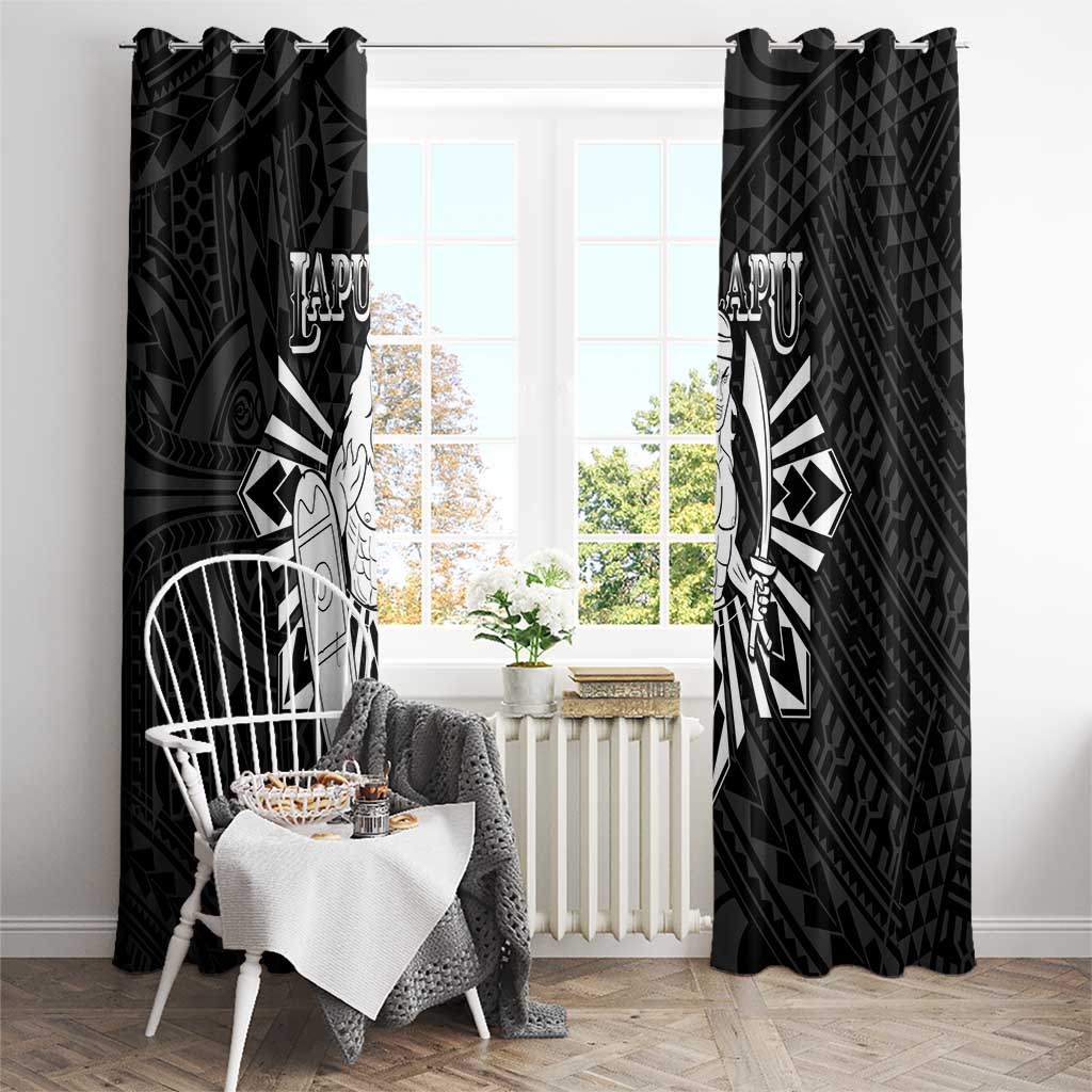 Philippines Tribal Window Curtain King Lapu Lapu Black Version