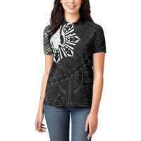 Philippines Tribal Women Polo Shirt King Lapu Lapu Black Version