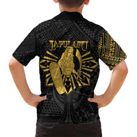 Philippines Tribal Family Matching Long Sleeve Bodycon Dress and Hawaiian Shirt King Lapu Lapu Gold Version