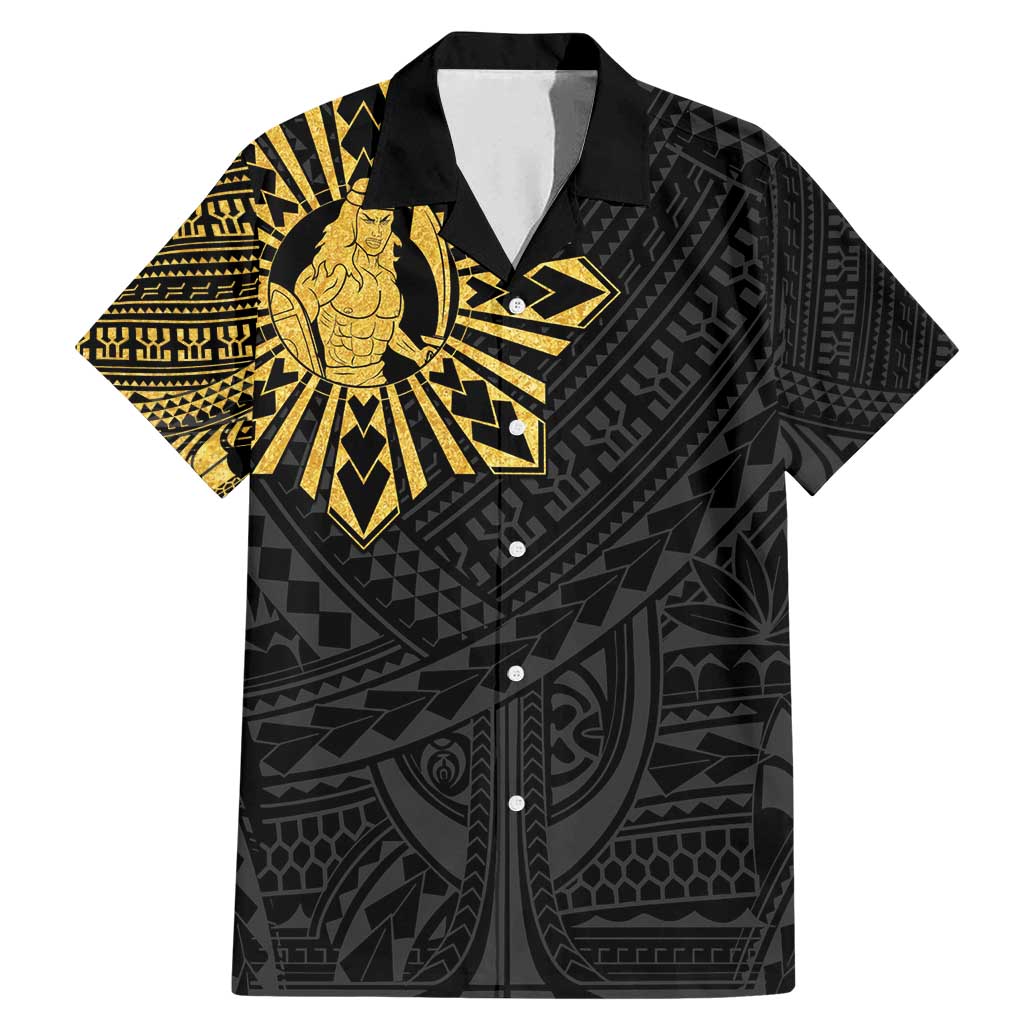 Philippines Tribal Family Matching Mermaid Dress and Hawaiian Shirt King Lapu Lapu Gold Version