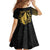 Philippines Tribal Family Matching Off Shoulder Short Dress and Hawaiian Shirt King Lapu Lapu Gold Version