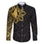 Philippines Tribal Family Matching Off Shoulder Short Dress and Hawaiian Shirt King Lapu Lapu Gold Version