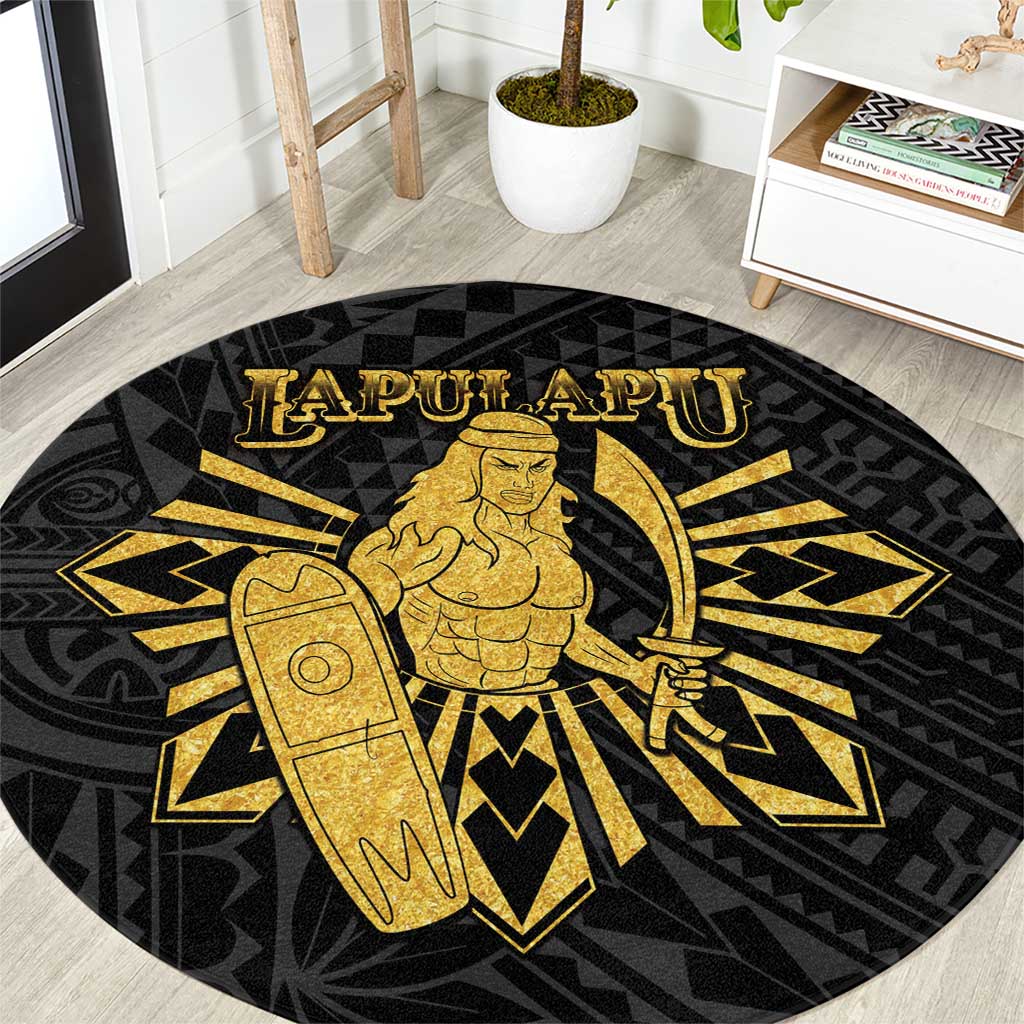 Philippines Tribal Round Carpet King Lapu Lapu Gold Version