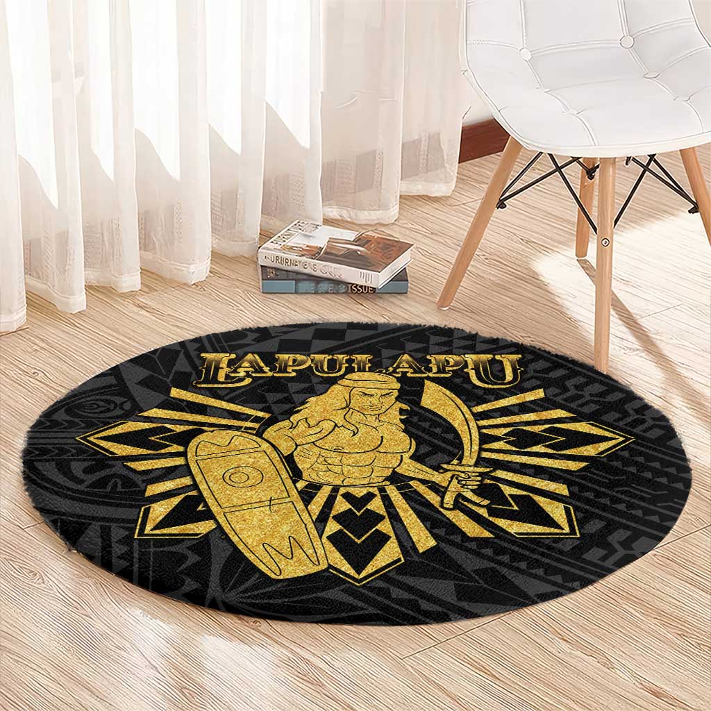Philippines Tribal Round Carpet King Lapu Lapu Gold Version