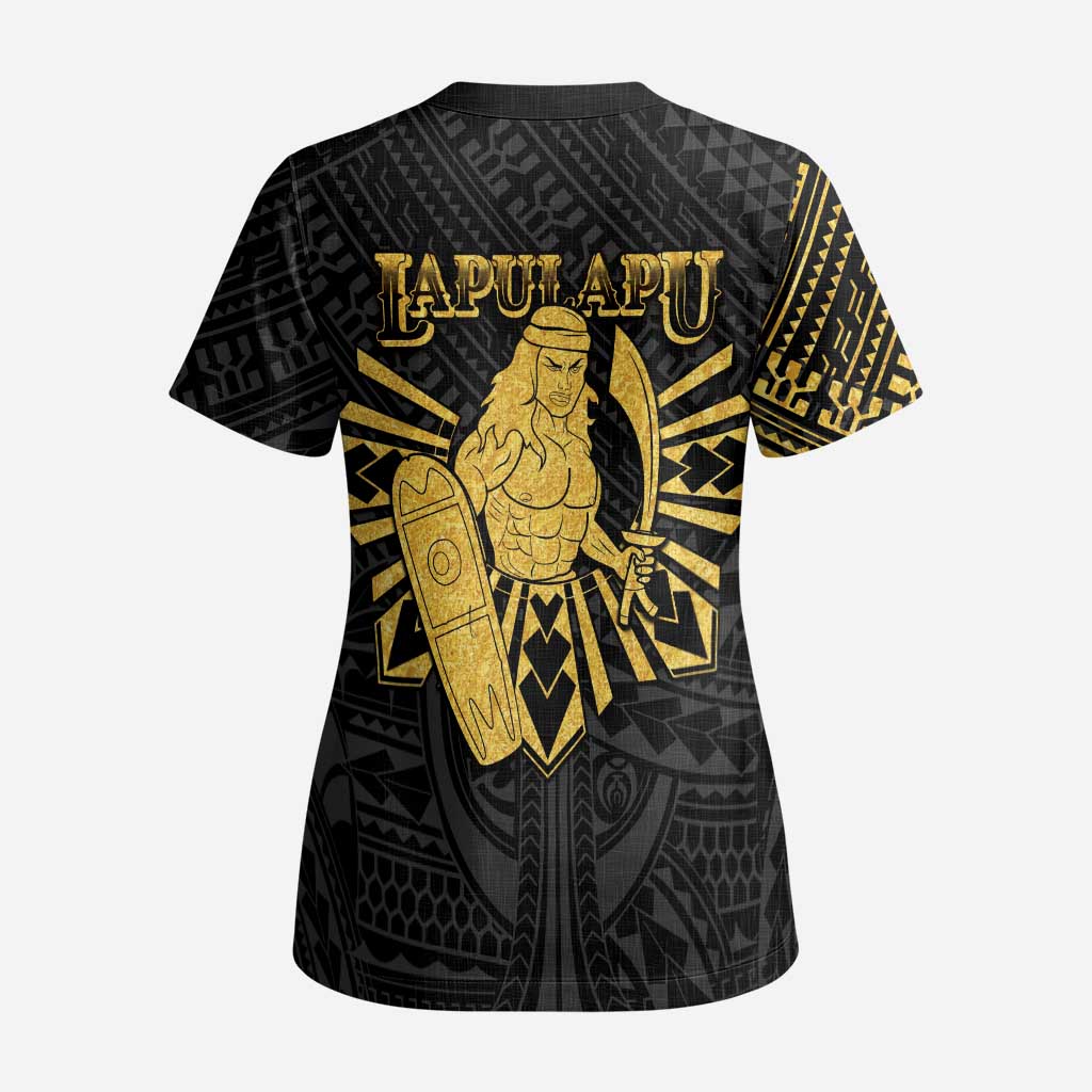 Philippines Tribal Scrub Top King Lapu Lapu Gold Version - Polynesian Pride