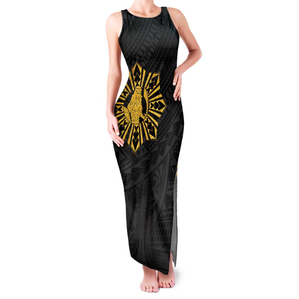 Philippines Tribal Tank Maxi Dress King Lapu Lapu Gold Version