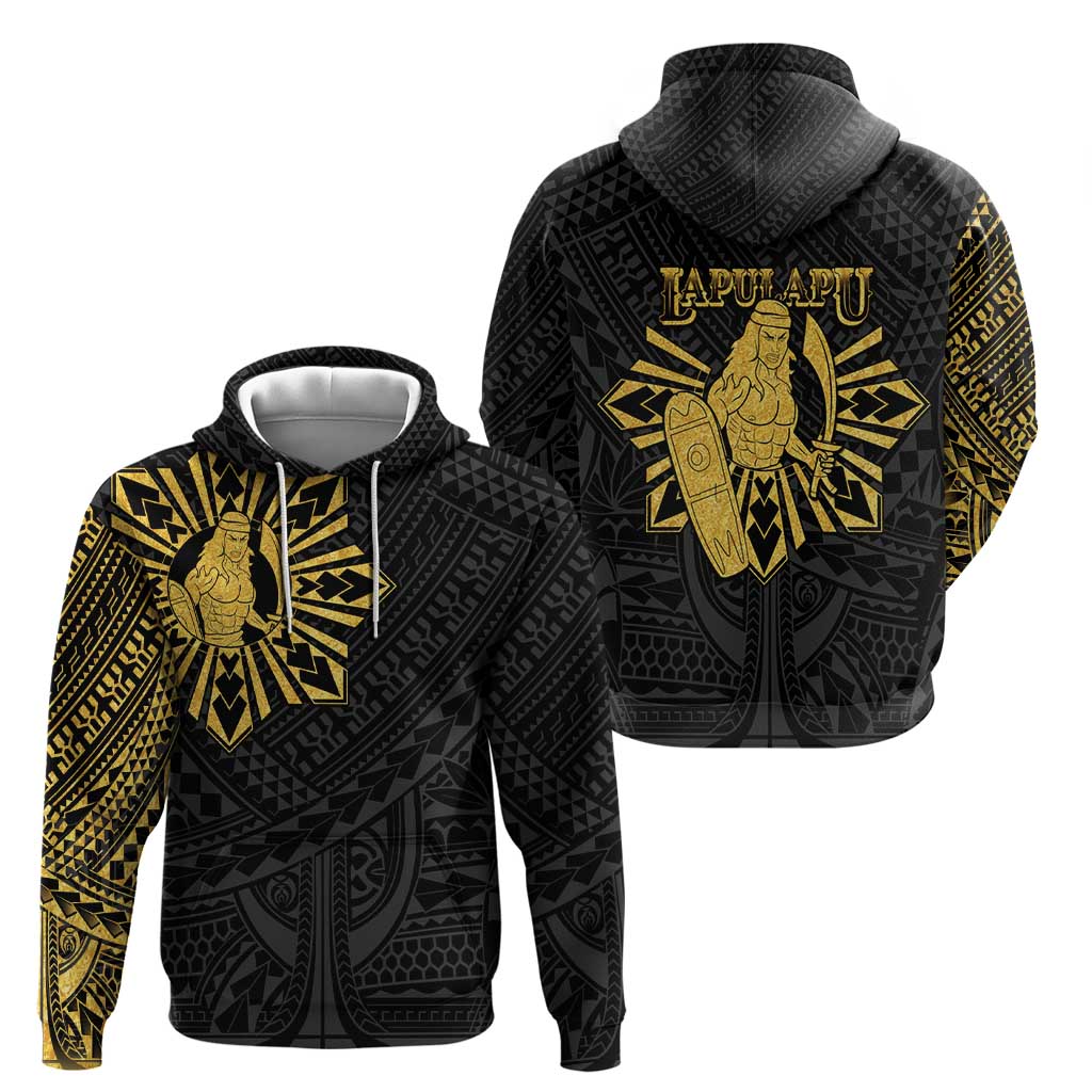 Philippines Tribal Zip Hoodie King Lapu Lapu Gold Version