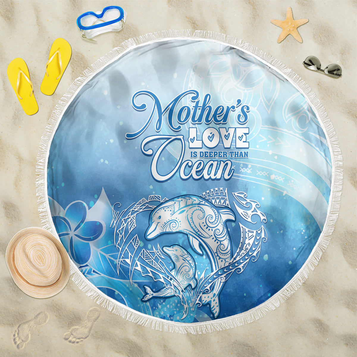 Mother's Love Is Deeper Than Ocean Beach Blanket Polynesian Style LT05 One Size 150cm Blue - Polynesian Pride