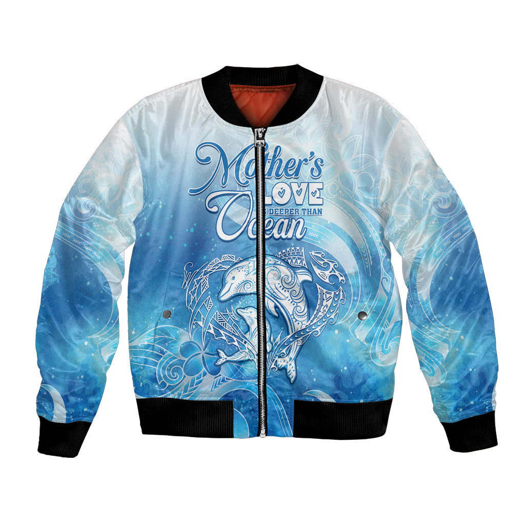 Mother's Love Is Deeper Than Ocean Bomber Jacket Polynesian Style LT05 Unisex Blue - Polynesian Pride