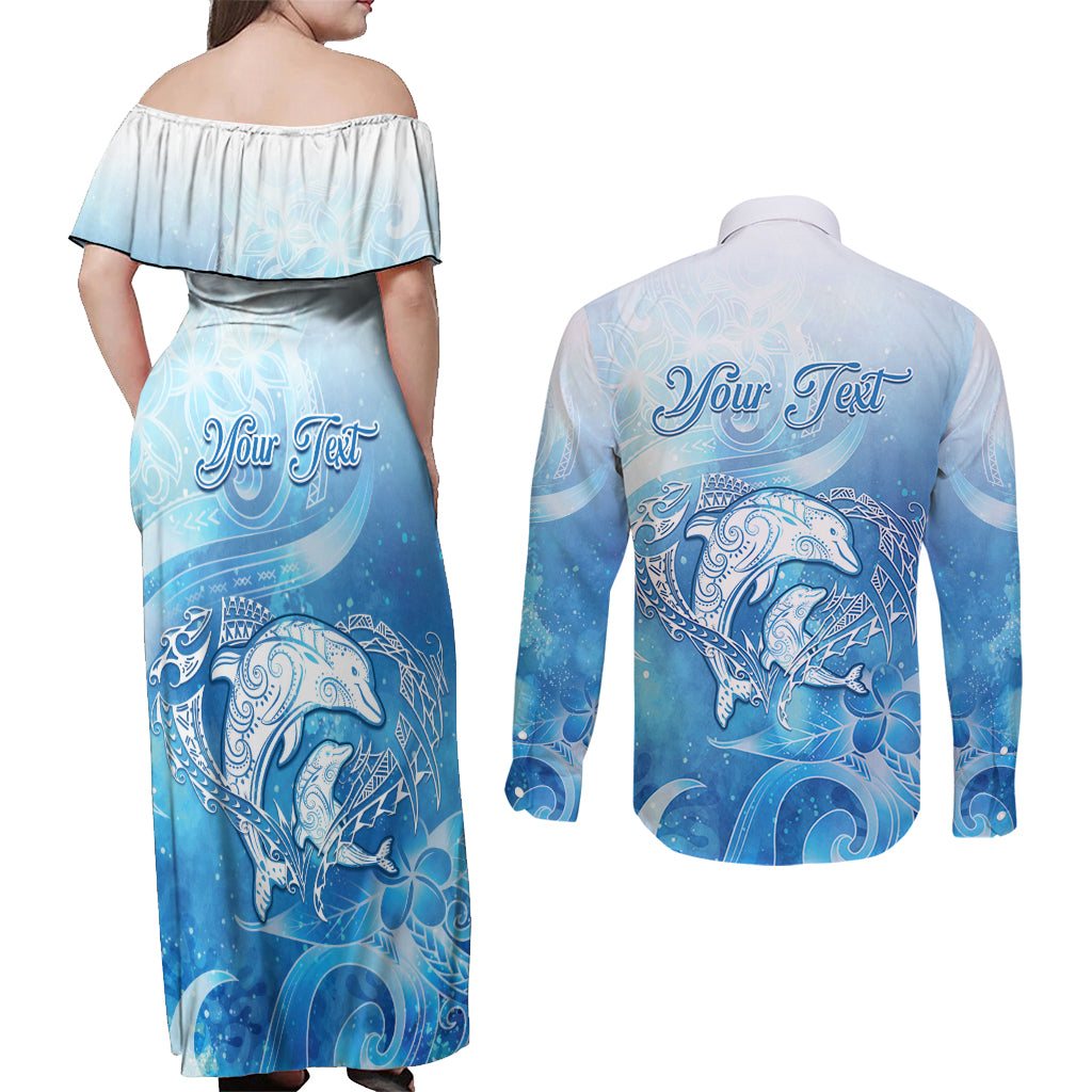 Mother's Love Is Deeper Than Ocean Couples Matching Off Shoulder Maxi Dress and Long Sleeve Button Shirt Polynesian Style LT05 - Polynesian Pride