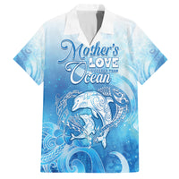 Mother's Love Is Deeper Than Ocean Family Matching Off Shoulder Maxi Dress and Hawaiian Shirt Polynesian Style LT05 Dad's Shirt - Short Sleeve Blue - Polynesian Pride