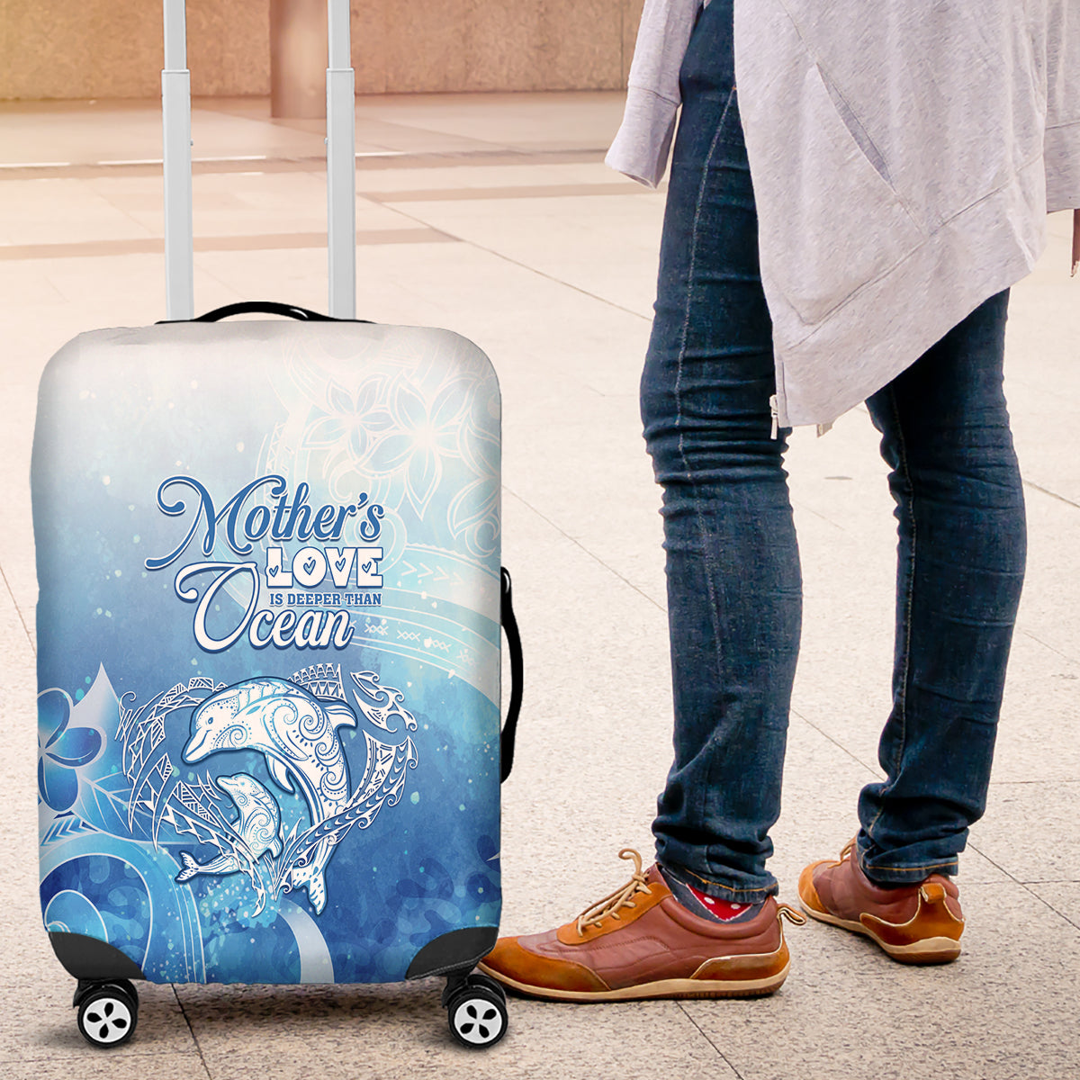Mother's Love Is Deeper Than Ocean Luggage Cover Polynesian Style