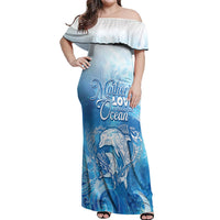 Mother's Love Is Deeper Than Ocean Off Shoulder Maxi Dress Polynesian Style LT05 Women Blue - Polynesian Pride