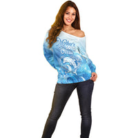 Mother's Love Is Deeper Than Ocean Off Shoulder Sweater Polynesian Style