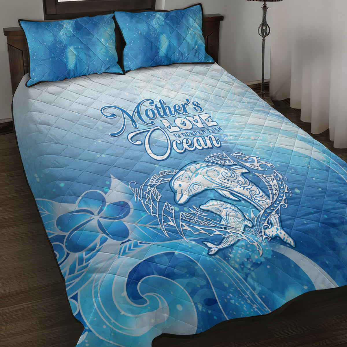 Mother's Love Is Deeper Than Ocean Quilt Bed Set Polynesian Style