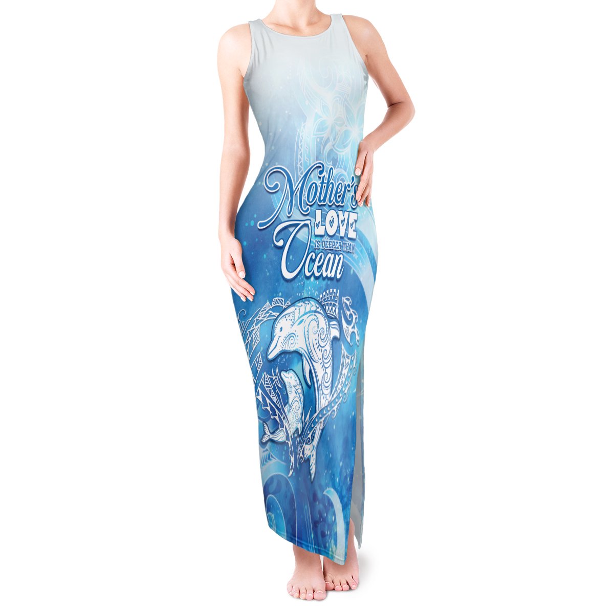Mother's Love Is Deeper Than Ocean Tank Maxi Dress Polynesian Style LT05 Women Blue - Polynesian Pride