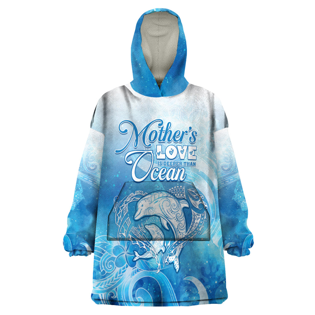 Mother's Love Is Deeper Than Ocean Wearable Blanket Hoodie Polynesian Style LT05 One Size Blue - Polynesian Pride