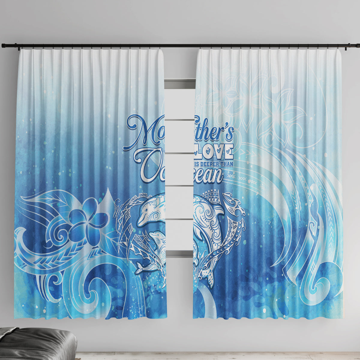 Mother's Love Is Deeper Than Ocean Window Curtain Polynesian Style