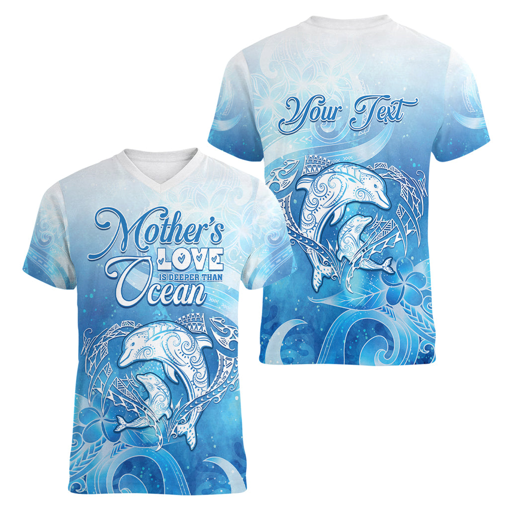 Mother's Love Is Deeper Than Ocean Women V-Neck T-Shirt Polynesian Style