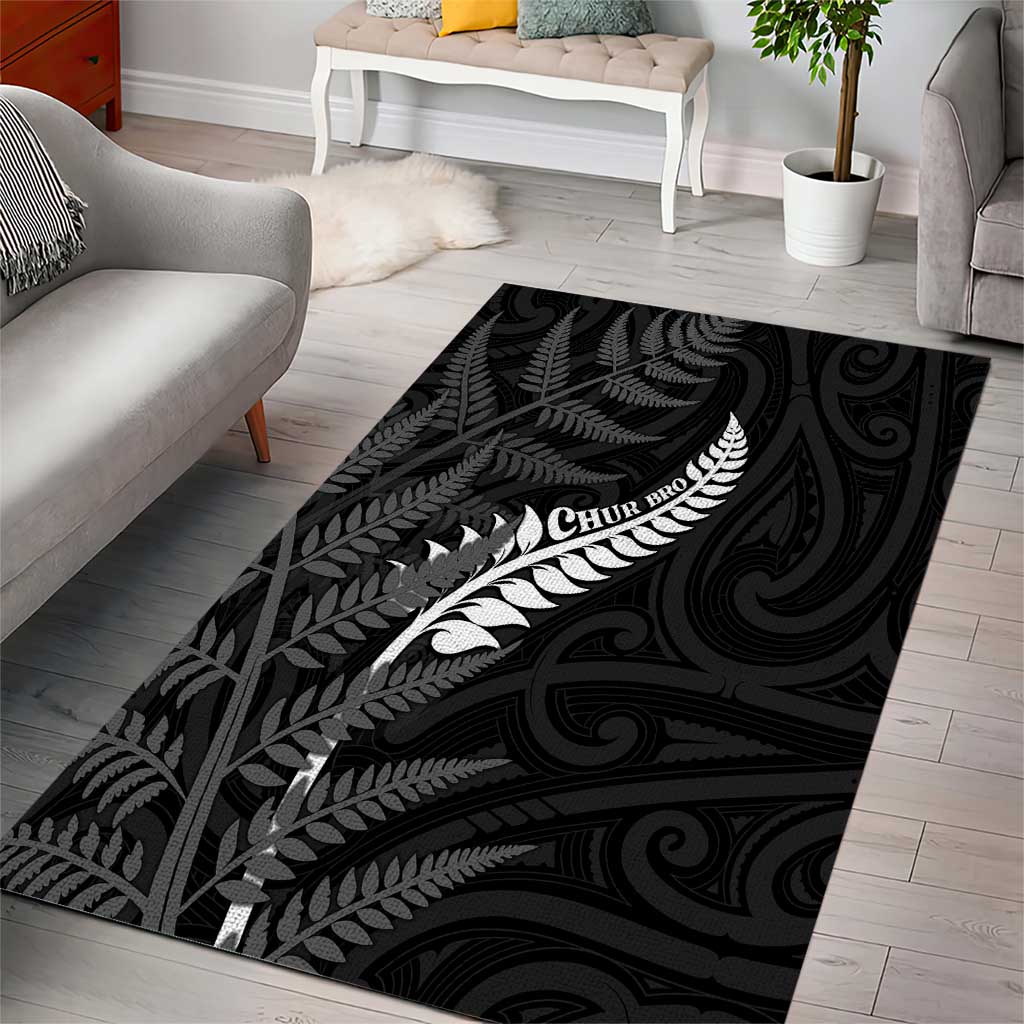 New Zealand Chur Bro Area Rug Maori Koru With Silver Fern LT05 - Polynesian Pride