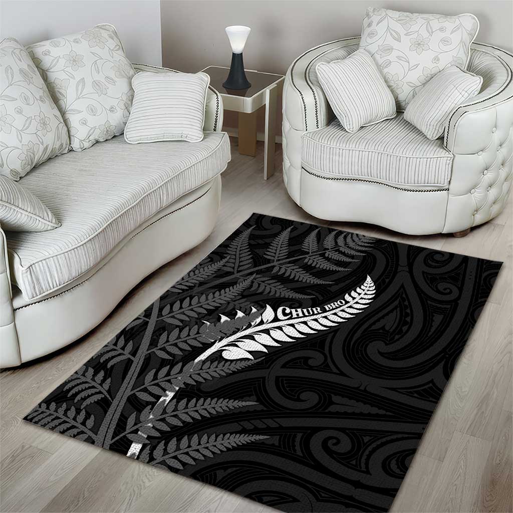 New Zealand Chur Bro Area Rug Maori Koru With Silver Fern LT05 - Polynesian Pride