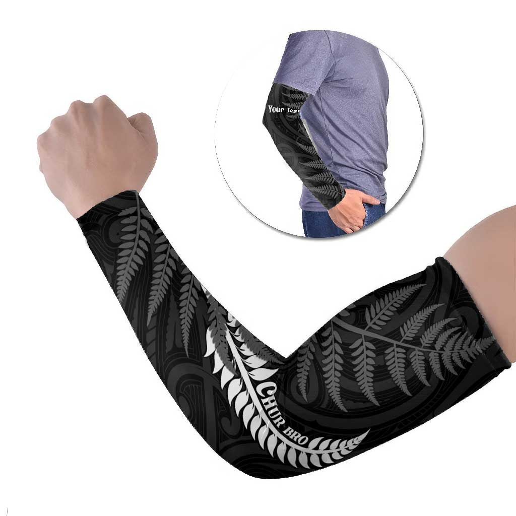 Personalised New Zealand Chur Bro Arm Sleeves Maori Koru With Silver Fern