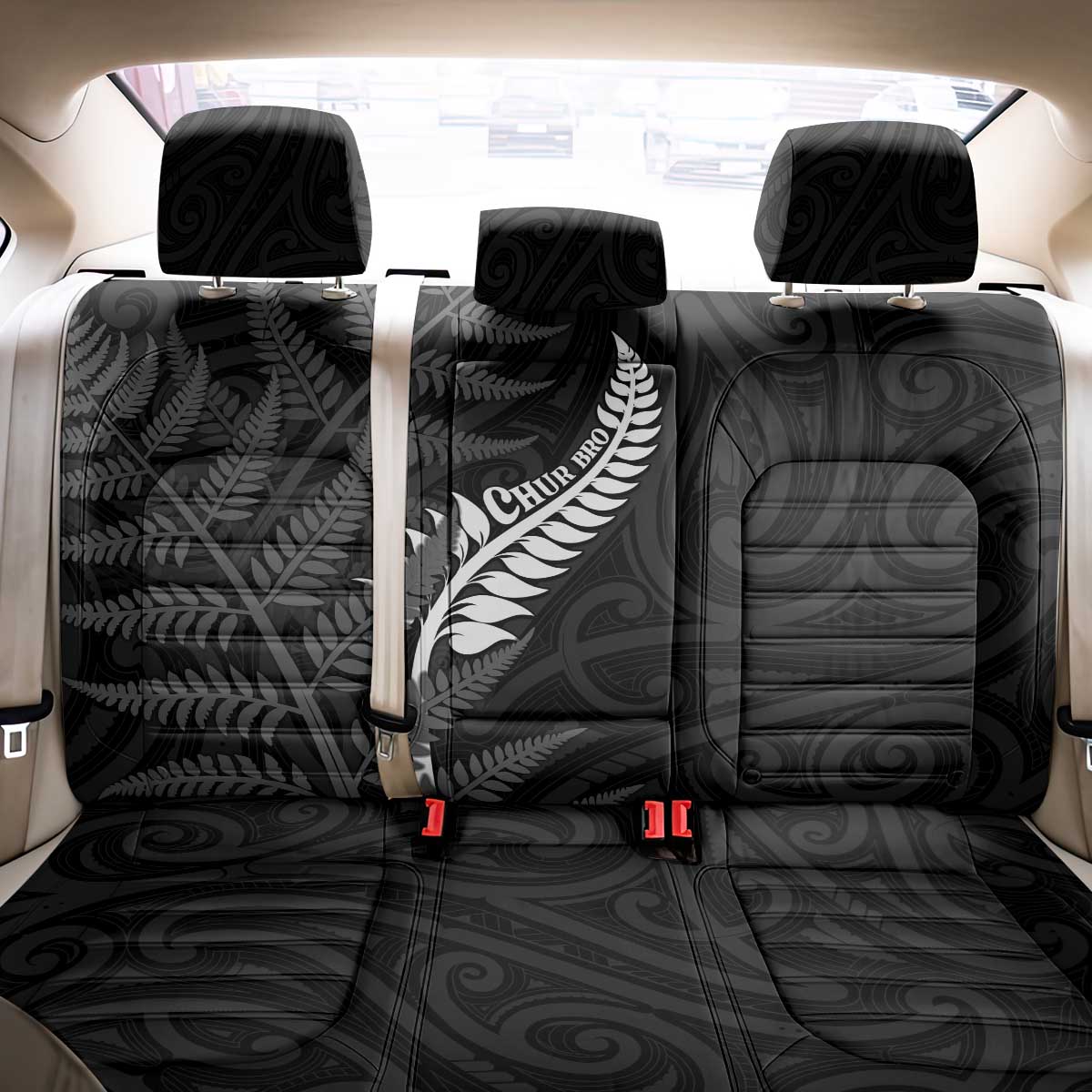 New Zealand Chur Bro Back Car Seat Cover Maori Koru With Silver Fern