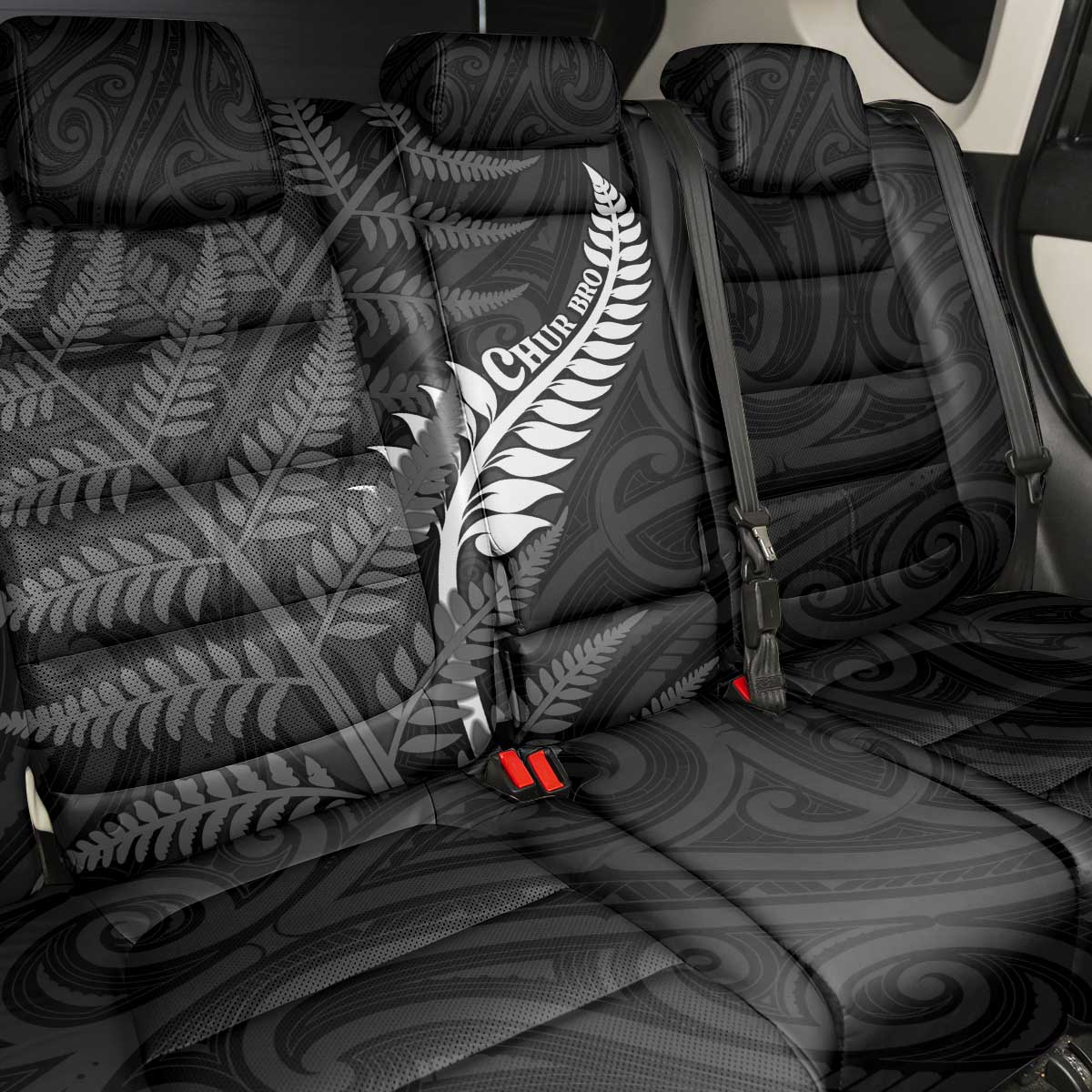 New Zealand Chur Bro Back Car Seat Cover Maori Koru With Silver Fern