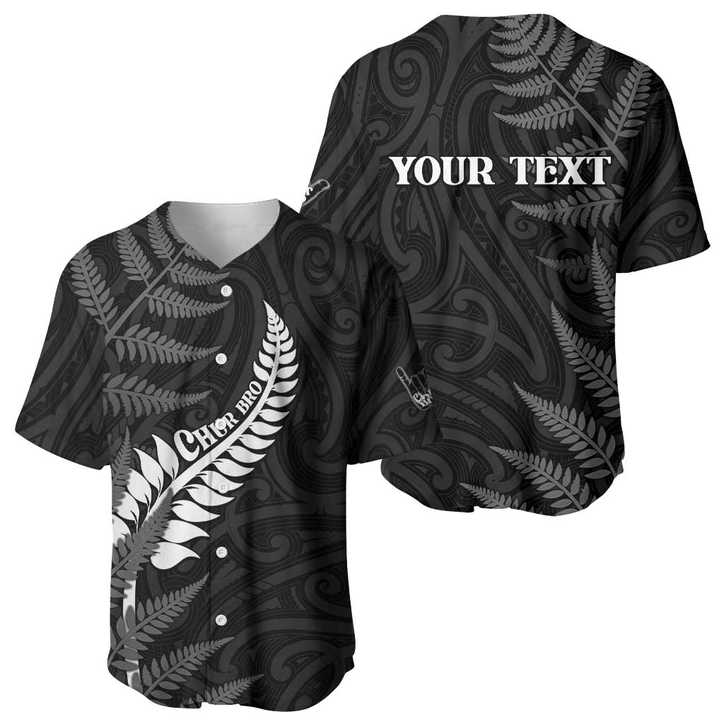 Personalised New Zealand Chur Bro Baseball Jersey Maori Koru With Silver Fern LT05 - Polynesian Pride