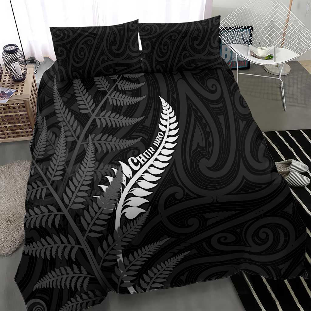 New Zealand Chur Bro Bedding Set Maori Koru With Silver Fern LT05 - Polynesian Pride