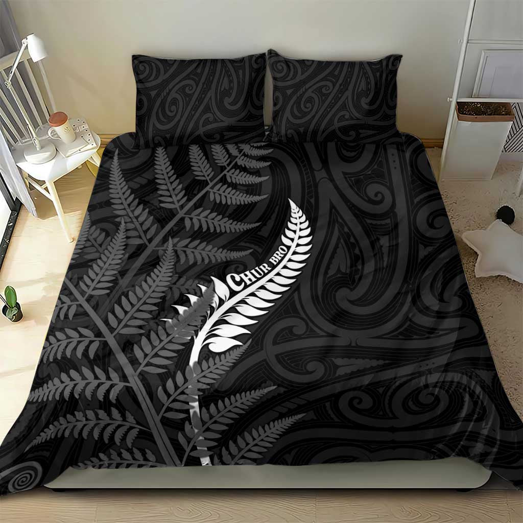 New Zealand Chur Bro Bedding Set Maori Koru With Silver Fern LT05 - Polynesian Pride