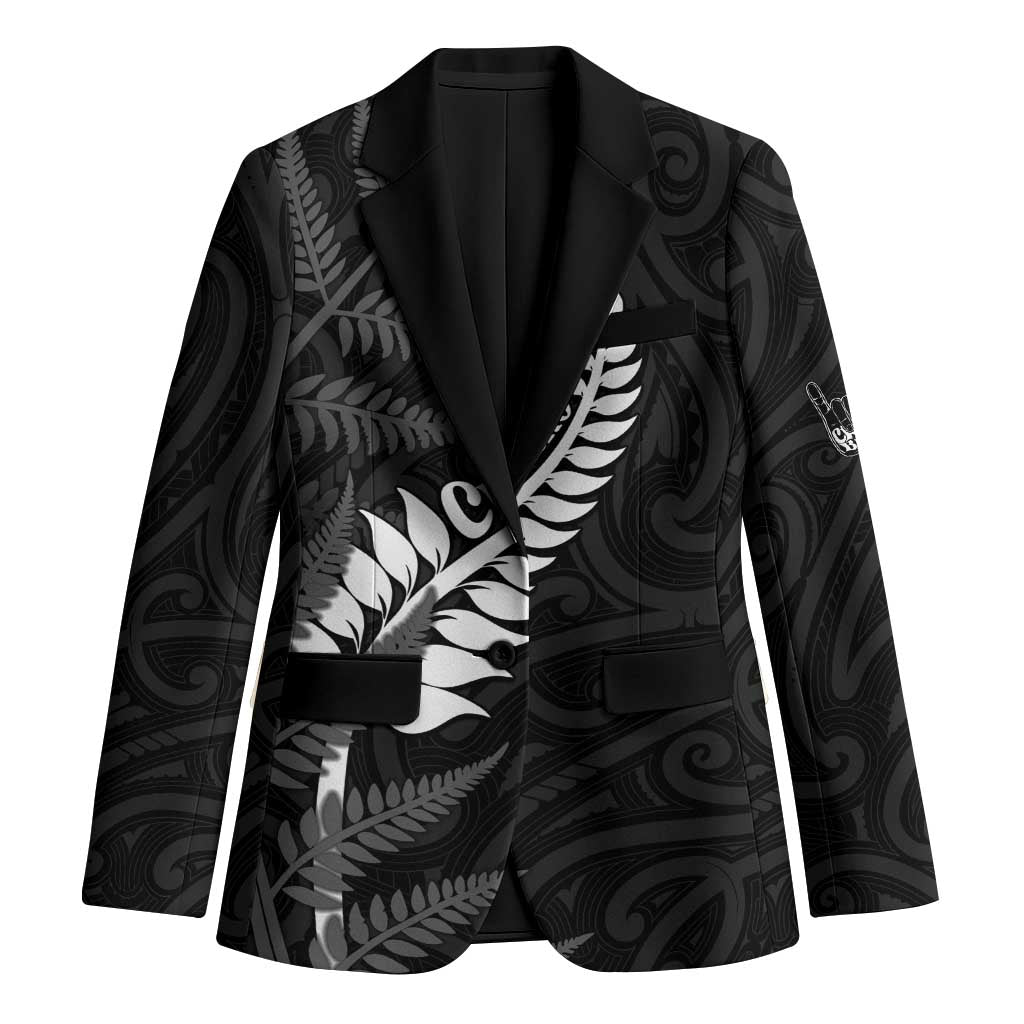 Personalised New Zealand Chur Bro Blazer Maori Koru With Silver Fern LT05 Unisex Black - Polynesian Pride